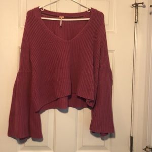 Free People pink bell sleeve sweater size Medium